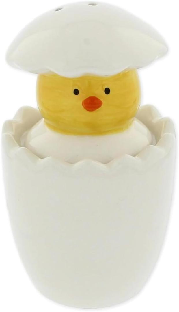 The Bridge Collection 3.75" Hatching Chick Salt and Pepper Shaker Holder Set - 2 Piece Set - White Kitchen Items - Fun Salt and Pepper Shakers for Cottage, Vintage, or Farmhouse Decor