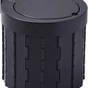 Car Toilet Seat Portable Round Car Commode with Cover, Outdoor Travel Folding Trash Can, Equipped with Garbage Bags and Storage Bags (Color : Black), 12" Wide, 10.25" High