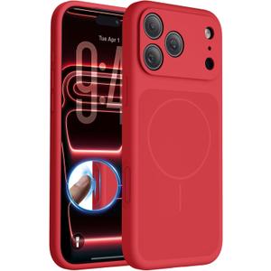 FlyReal Magnetic for iPhone 17 Pro Max Case, Design for iPhones New Back, Compatible with MagSafe, Integrated Silicone Camera Control & Camera Protection Microfiber Lining Case, 6.9", Deep Red
