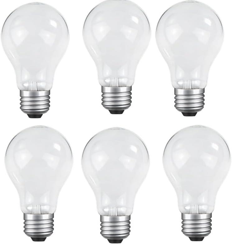 60 Watt Incandescent Light Bulbs, E26 A19 60W Stepless Dimming Light Bulbs 400lm, 3000K Soft Warm White, Vintage Clear Glass Incandescent Filament Bulb for Home (6 Pack)