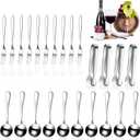 Cunhill 24 Pcs Charcuterie Accessories Mini Cocktail Tongs Small Serving Spoons and Appetizer Forks Stainless Steel Tongs Charcuterie Utensils for Valentine Party Supplies(Circular Spoon,Silver)
