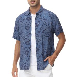 MCEDAR Mens Casual Button Down Short Sleeve Paisley Printed Summer Vintage Beach Vacation Shirts (Small, Gray5524)