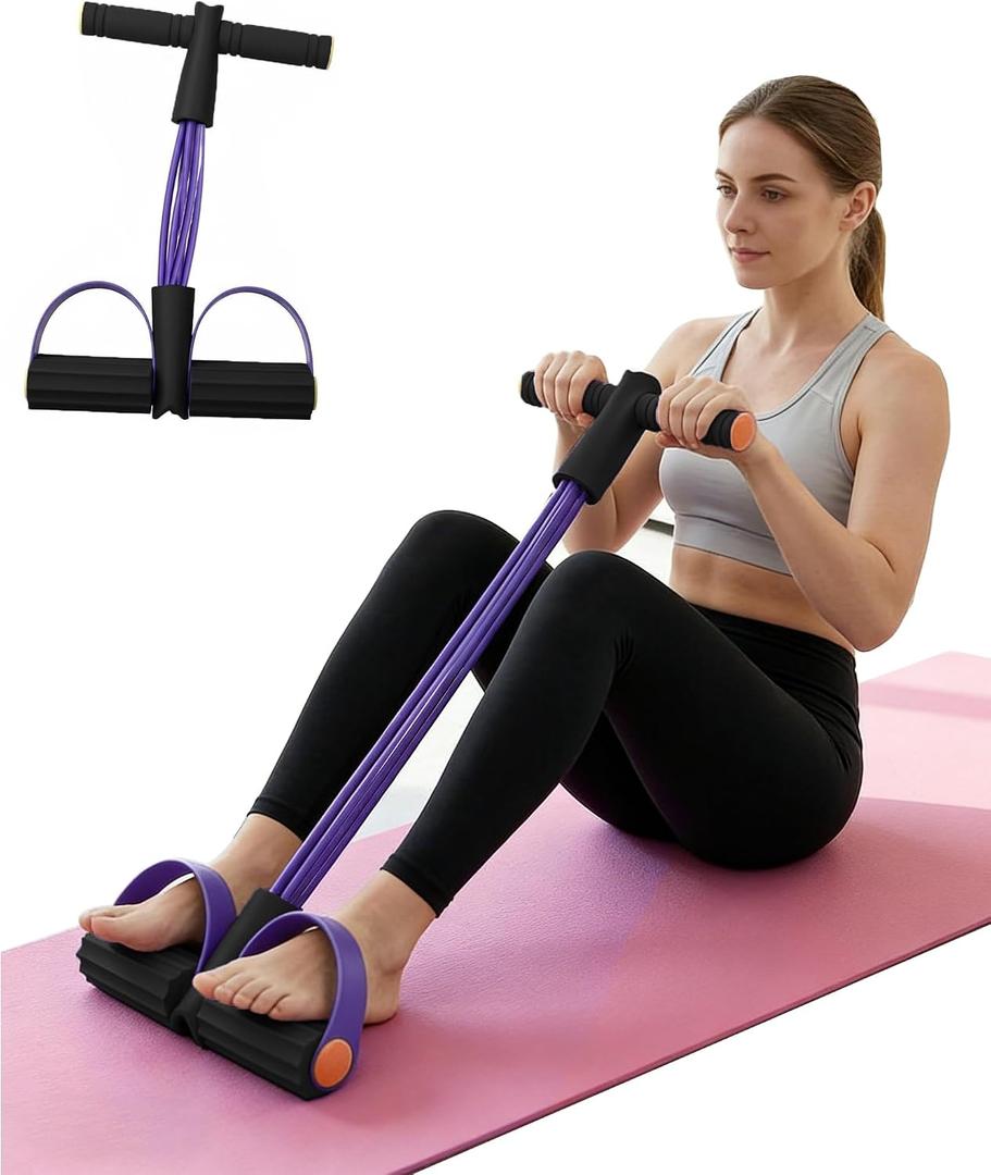 2 x Pedal Resistance Bands with Handles, Multifunction Tension Rope for Arm, Leg, Waist and Shoulder Training