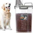 Dog Cat Food Storage Container 3-5lb, Pet Food Container Airtight with Large Spout & Cup, BPA-Free Plastic Food Dispenser for Pet Food, Bird Seed, Rice, Flour (Dark Gray (3L-1pack))