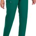 VECARDI Womens Scrub Jogger Pants High Waisted 4 Way Stretch Zipper Pocket (Green, L)