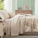 Anluoer Beige King Comforter Set 7 Pieces, Bed in a Bag with Sheets, All Season Bedding Sets with 1 Comforter, 2 Pillow Shams, 2 Pillowcases, 1 Flat Sheet, 1 Fitted Sheet | Softness, High Quality, Warmth, Comfort, OEKO