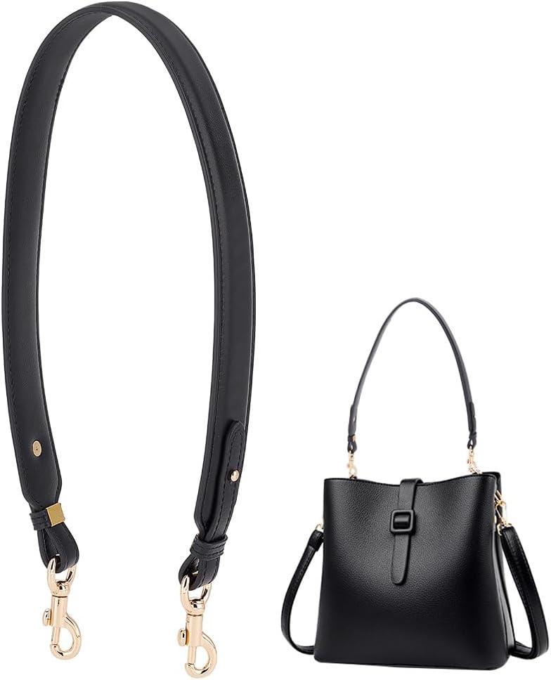 PH PandaHall Crossbody Bag Straps, 28.5 Inch Short Bag Strap Purse Strap 1.4 Inch Wide PU Leather Replacement Shoulder Strap with Golden Metal Clasps for Women DIY Underarm Bag Handbag, Black
