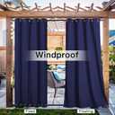 NICETOWN Canvas Outdoor Waterproof Patio Curtains, Rustproof Top and Bottom Grommets Thermal Insulated Fixed Vertical Drapes Windproof for Porch/Cabana, Dark Blue, W55 x L84, 2 Pieces