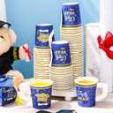 Maxcheck 75 Pcs Graduation Decorations 7 oz Ice Cream Paper Cups with Handles Bulk Congrats Grad Disposable Class of 2026 Cold Chocolate Beverage Tea Coffee Cups for Holiday Party Supplies(Blue)