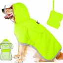Lukovee Dog Raincoat, Adjustable Dog Rain Jacket with Clear Hooded Double Layer for Large Medium Small Dogs Puppies, Waterproof Rain Coat Poncho with Reflective Storage Pocket & Rim (Green, XXL)