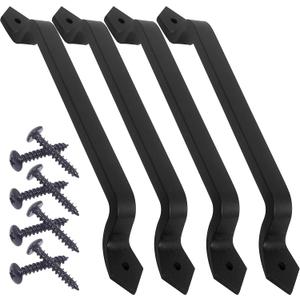 WEBI Rustic Gate Handle:11 Inch Cast Iron Sliding Barn Door Handle,Vintage Long Gate Pull Handle Fence Handle for Outdoor,Garage,Interior,Black,4 Packs
