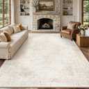 Zomfy 8x10 Area Rugs for Living Room: Washable Vintage Boho Medallion Non Slip Low Pile Rug Soft Retro Distressed Stain Resistant Indoor Carpet for Bedroom Nursery Dining Room (Beige, 8'x10')