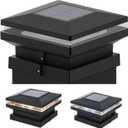 Solar Post Cap Lights - Classic Black Design, Spring Ready Installation, Waterproof 8 LED, Universal Fit 3"/3.5"/4" Posts, Easy Install