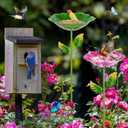 2 Pack Bird Baths for Outdoors, Colorful Metal Bird Bath for Outside, Hummingbird Bath with Five Stakes, Garden Flower Small Birdbath for Garden Decor, 31.3" H x 10.63" Dia (Red,Green)