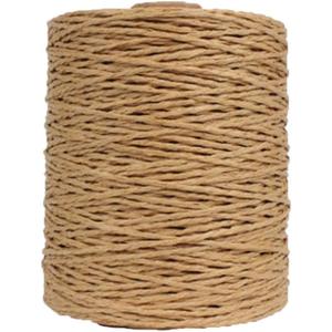 Natural Cotton Rayon Raffia Yarn for Brown Crochet Summer Sun Hat, Beach Bag, Raffia Ribbon Crochet Straw Knit Yarns, Knitting Craft Packing Twine Materials,280 Meters/306 Yards