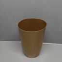 Mini Waste Basket - Durable Small Plastic Garbage Trash Can Bin - Lidless Open-Top, Slim Profile for Compact Spaces - Suitable for Home, Bathroom, Office, Bedroom, Kitchen and More, Soft Brass