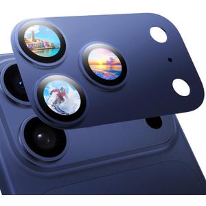 MAGIC JOHN 2 Pack Camera Lens Protector for iPhone 17 Pro Max, Full Coverage, Metal Aluminum Alloy Camera Lens Film, HD Clear, Scratch Resistant, Case-Friendly, Blue