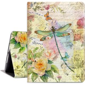 Vimorco Slim Case for iPad 5th/6th Generation 9.7 inch 2017/2018, for iPad Air 1/2 Case, Shockproof PU Leather Adjustable Stand Cover for iPad 5/6 Gen, Dragonfly