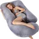 60 Inch Full Body Pregnancy Pillows for Sleeping Cooling Pregnancy Pillow,U Shaped Pregnancy Body Pillow,Maternity Pillows for Pregnant Women with Removable Washable Velvet Cover.(Grey)