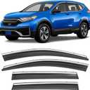 Shatterproof Taped-On Window Deflectors for Honda CR-V 2017-2022 with Chrome Trim, Rain Guards, Window Visors for Cars, Vent Deflector, 4pcs (For 2017-2022 CR-V)