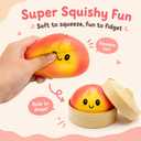 Red&Yellow Dumpling Squishies Stress Balls, Colorful Squishies Dumpling Fidget Sensory Toy with Food Steamer, Squeeze Dough Ball for Stress Relief, Stretchy Desk Toys Gift