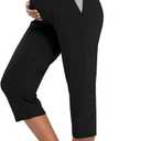 AMPOSH Women's Maternity Capri Pants Stretchy Lounge Pants Comfortable Pregnancy Shorts (X-Large, 001 Black With Pockets)