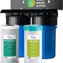 iSpring PFAS & Heavy Metals Whole House Water Filter System, SGS-Tested to Reduce 99% PFAS, 2-Stage Filtration Removes Lead, Heavy Metals, Chlorine, Sediment & Odor, 1 Inlet/Outlet Model: WGB21B-PFKS