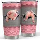 SANDJEST Pig Tumbler 20oz Stainless Steel Insulated Tumblers Coffee Travel Mug Cup Funny Pig Gifts for Women Girls Gift for Birthday Christmas