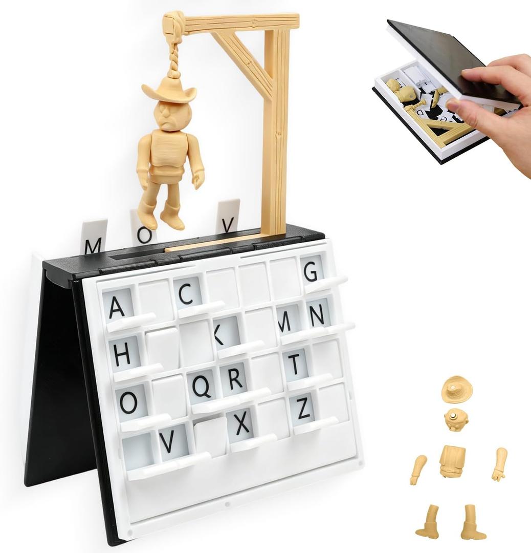 PlayBook'd Hangman Vocabulary Words Spelling Challenge Table Game, 3D Printed Portable Books Design Board, Decorative Bookshelf Strategy Game