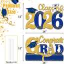 Graduation Decorations Class of 2026, Large Size Graduation Yard Signs, Congrats Grad Yard Sign with Stakes, Graduation Party Decorations Outdoor (Blue & Gold)