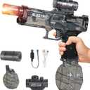 Flame Light Fully Automatic Water Gun, 28-32 FT Range Powerful Classic Water Squirt, Electric Water Guns for Adult Kid,High Capacity 500+ Water Blaster, Summer Outdoor Swimming Pool Water Toy(Black)