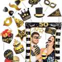 50th Birthday Photo Booth Props, Inflatable Photo Booth Frame, Giant Black Gold Inflatable Selfie Frame, Birthday Party Photo Props, for Women Men Birthday Party Decorations, Random Style (Black Gold 50th)