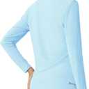 Women's Standard V-Neck UPF 50+ Long Sleeve Swim Rash Guard Shirt (Blue, S)