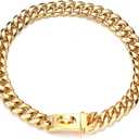 Heavy Duty Dog Chain Collar Stainless Steel 14mm 18K Gold Cuban Link Training Walking Metal Choke Dog Collar Suitable for Small and Medium Dogs [10-26inch] (22inch)