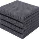 Homaxy 100% Cotton Waffle Weave Kitchen Dish Towels, Ultra Soft Absorbent Quick Drying Cleaning Towel, 13 x 28 Inches, 4-Pack, Dark Grey