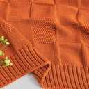 CozeCube Check Knit Throw Blanket, Rust Orange Checkered Throw for Couch, Decorative Christmas Soft Cozy Warm Knitted Blanket for Bed Sofa Living Room, 50"X60"