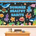 2 x Summer Healthy Bulletin Board Set Ocean Animals Health Habits Classroom Decorations Back to School Paper Cutouts Under the Sea Bulletin Board Borders for School Nursery Home Office Wall Door Decor