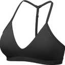 HIGORUN Workout Sports Bras for Women Backless Padded V Neck Strappy Bra Low Impact Y Back Gym Yoga Tops (Large, Black)