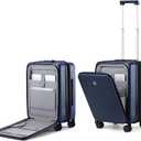Hanke Grace Expandable Carry On Luggage with Wheels Airline Approved Hard Shell Suitcases with Front PocketTop Opening Luggage with TSA Lock for Short Business Travel, Dark Blue.