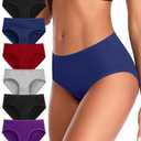 ASIMOON Womens Underwear Cotton Panties Ladies Low Rise Briefs 6 Pack XL