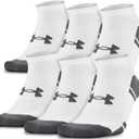 Under Armour Adult Resistor 3.0 No Show Socks, Multipairs (X-Large, White/Graphite (6-pairs))
