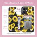 LETO for iPhone 16 Plus Wallet Case - Flip Folio Leather Kickstand - Fashionable Flower Designs - Credit Card Holder - Protective Phone Cover for Women and Girls - 6.7" - Blooming Sunflowers
