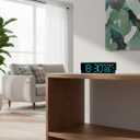 45MinST 7-Inch LED Digital Alarm Clock with Bottom Glow LightDisplays Time, Date, Day, TemperatureDual Alarms, DST, Auto/Manual 3-Level Brightness, Battery or USB Powered Desk Clock,Blue