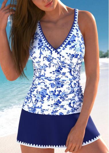ROSEWE Two Piece Tankini Swimsuits for Women, Tummy Control Bathing Suit with Skirt, V-Neck Swimdress, XXL
