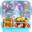 Stainless Steel Bento Lunch Box for Kids, 800ml/27oz BPA-Free Leak-Proof Food Containers with 3 Compartments, Freezer & Dishwasher Safe, Back to School Students Lunches Size for Ages 3-7 (B06. Mermaid)