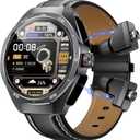 Smart Watch with Wireless Earbuds, Bluetooth Call Watches for Men 1.53" Steel Material Ultra-Thin Body 9D Sound Effects,Fitness Tracker Sports Watch, Compatible iPhone Android