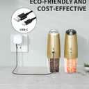 CIRCLE JOY Gravity Electric Salt and Pepper Grinder Set with 2-Speed, Rechargeable Salt and Pepper Grinder Set, Adjustable Coarseness, Whiet LED Light