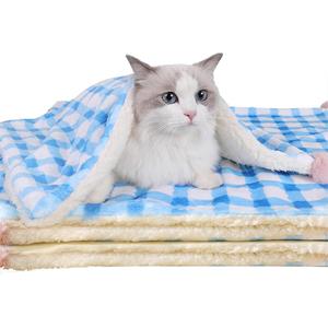 Ultra Soft Dog Cat Bed Mat with Cute Prints Reversible Fleece Dog Crate Kennel Pad Cozy Washable Thickened Hamster Guinea Pig Bed Pet Bed Mat for Small Animals (Blue,19 x 14 Inches)