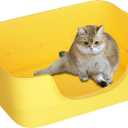 Extra Large Cat Litter Box for Big Cats - High Sides & Low Enter Design, 23.43x16.73x8.46 Inches Spacious Anti-Spill Pet ToiletYellow