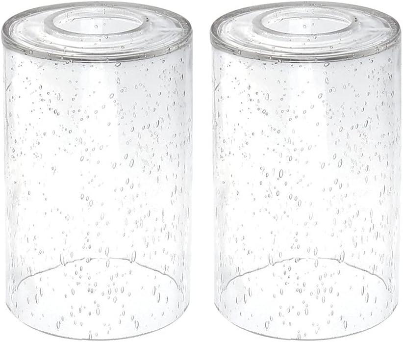 2 Pack Clear Seeded Glass Shade, Cylinder Light Fixture Replacement Globe or Cover with 1-5/8-Inch Fitter for Chandelier Wall Sconce Pendant Light, G0004